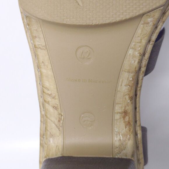 RIEKER Embellished Leather Stretchy Sandals Block Heel Taupe Sz 42 EU 10-10.5 US - Picture 8 of 9